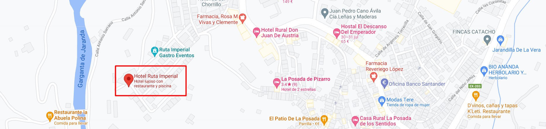 localización, mapa, dirección, Hotel Ruta Imperial, Hotel en la Vera, Hotel por la Vera, Hotel la Vera, Hotel Jarandilla de la Vera